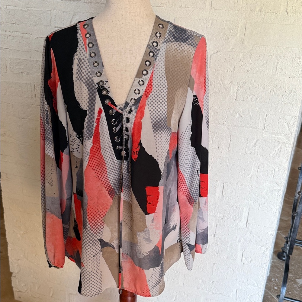 Women's Multicolor V-Neck Top